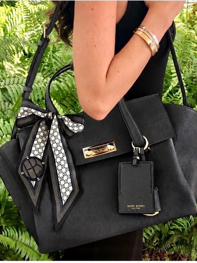 Black Henri Bendel Modern Icon Large Leather Crossbody Messenger Satchel Bag